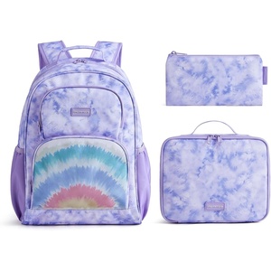 image:imagemommore Kids Backpack Set Kindergarten School Bookbag for Boys Girls 48  Preschool Elementary Backpack 3 PCS with Lunch Box amp Pencil Case 15L Fits Folders Lightweight Travel DaypackPurple Tiedye