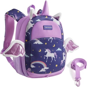 image:imagemommore Toddler Backpack for Boys 24 Small Cute Dinosaur Backpack with Kids Leash 3D Cartoon Preschool Kindergarten Bookbag for Prek GreenUnicornpurple