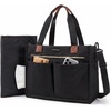 image:imagemommore Canvas Diaper Bag Tote Stylish Mommy Baby Hospital Bag  Insulated Pockets Stroller Straps amp Portable Changing Pad Large Capacity for Labor DeliveryBlack