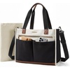 image:imagemommore Canvas Diaper Bag Tote Stylish Mommy Baby Hospital Bag  Insulated Pockets Stroller Straps amp Portable Changing Pad Large Capacity for Labor DeliveryBlack and White