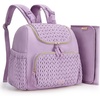 image:imagemommore Diaper Bag Backpack Large Travel Baby Bag for Daily Essentials  Stylish Diaper Backpack for Toddler Insulated Pockets Changing Pad amp Stroller Straps for Outdoor TripPurple