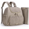 image:imagemommore Diaper Bag Backpack Large Travel Baby Bag for Daily Essentials  Stylish Diaper Backpack for Toddler Insulated Pockets Changing Pad amp Stroller Straps for Outdoor TripBrown Taupe