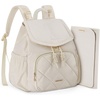 image:imagemommore Diaper Bag Backpack Small Diaper Backpack for Travel Drawstring Puffer Diaper Bag Lightweight Quilted Baby Bag with Stroller Straps Changing PadDrawstringbeige