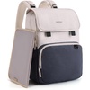 image:imagemommore Diaper Bag Backpack Unisex Baby Bag Large Diaper Bag with Changing Pad Insulated Pockets Stroller Buckles Durable Travel Backpack with Luggage StrapBeigenavy Blue