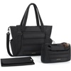 image:imagemommore Diaper Bag Tote with Stroller Organizer Puffy Travel Baby Tote  3 PCS Large Capacity Maternity Bag with Changing Pad Hospital Bag for Labor and Delivery Mom amp Dad Newborn EssentialsBlack
