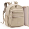 image:imagemommore Neoprene Diaper Bag Backpack Small Baby Bag Travel Mini Diaper Backpack for Newborn with Insulated Pockets Stroller Straps  Waterresistant neoprene Small diaper backpack with Insulated Pockets amp Stroller StrapsBrown Taupe