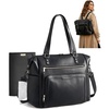 image:imagemommore PU Leather Convertible Diaper Bag Backpack Crossbody Bag Tote  Converts into Diaper Backpack Crossbody Bag PU Leather Tote Waterproof Changing PadBlack
