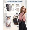 image:imagemommore Baby Diaper Bag with Waterproof Changing Pad Dark Gray  Backpack Bottle Holders Insulated amp Pacifier Case 2 Organizer PouchesBlack