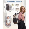 image:imagemommore Baby Diaper Bag with Waterproof Changing Pad Dark Gray  Backpack Bottle Holders Insulated amp Pacifier Case 2 Organizer PouchesGreen