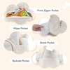 image:imagemommore Diaper Bag Backpack Small Diaper Backpack for Travel Drawstring Puffer Diaper Bag Lightweight Quilted Baby Bag with Stroller Straps Changing PadTop Handlebeige