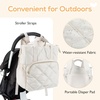 image:imagemommore Diaper Bag Backpack Small Diaper Backpack for Travel Drawstring Puffer Diaper Bag Lightweight Quilted Baby Bag with Stroller Straps Changing PadTop Handlebeige