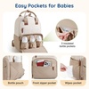image:imagemommore Diaper Bag Backpack Travel Baby Bag with Changing Pad for Mom Dad  Insulated Pockets Luggage amp Stroller Straps Large Maternity Bag for Newborn Baby Essentials Hospital amp Work Beige2greenbeige