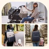image:imagemommore Diaper Bag Backpack Unisex Baby Bag Large Diaper Bag with Changing Pad Insulated Pockets Stroller Buckles Durable Travel Backpack with Luggage StrapBeigenavy Blue