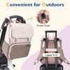 image:imagemommore Diaper Bag Backpack Unisex Baby Bag Large Diaper Bag with Changing Pad Insulated Pockets Stroller Buckles Durable Travel Backpack with Luggage StrapBeigebrown