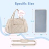image:imagemommore Diaper Bag Tote Large Expandable Baby Travel Tote for 2 Kids Twins Quilted Hospital Bag for Mom WeekenderBeige