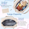 image:imagemommore Diaper Bag Tote Large Expandable Baby Travel Tote for 2 Kids Twins Quilted Hospital Bag for Mom WeekenderBeige