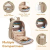 image:imagemommore Neoprene Diaper Bag Backpack Small Baby Bag Travel Mini Diaper Backpack for Newborn with Insulated Pockets Stroller Straps  Waterresistant neoprene Small diaper backpack with Insulated Pockets amp Stroller StrapsBrown Taupe