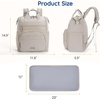 image:imagemommore Neoprene Diaper Bag Backpack Small Lightweight  Water Resistant For Boys Girls Newborn With Changing Pad Stroller StrapsLight Beige