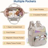image:imagemommore Neoprene Diaper Bag Backpack Small Lightweight  Water Resistant For Boys Girls Newborn With Changing Pad Stroller StrapsLight Beige