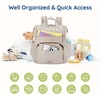 image:imagemommore Neoprene Diaper Bag Backpack Small Lightweight  Water Resistant For Boys Girls Newborn With Changing Pad Stroller StrapsLight Beige