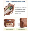 image:imagemommore PU Leather Convertible Diaper Bag Backpack Crossbody Bag Tote  Converts into Diaper Backpack Crossbody Bag PU Leather Tote Waterproof Changing PadDark Brown