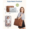 image:imagemommore PU Leather Convertible Diaper Bag Backpack Crossbody Bag Tote  Converts into Diaper Backpack Crossbody Bag PU Leather Tote Waterproof Changing PadDark Brown