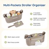 image:imagemommore Universal Stroller Organizer with Insulated Cup Holders  NonSlip Stroller Caddy Baby Essentials with Detachable Phone Bag Fits for Uppababy Baby Jogger Britax StrollersBlack