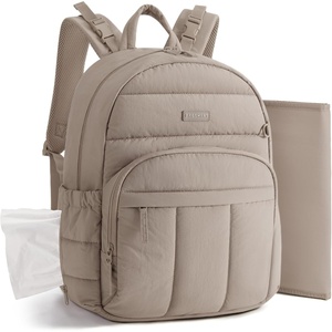 image:imageBAGSMART Baby Diaper Bag with Waterproof Pad Coffee Brown  Newborn Essentials Lightweight Backpack for Girl Boy Baby Shower GiftsCamel