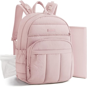 image:imageBAGSMART Baby Diaper Bag with Waterproof Pad Coffee Brown  Newborn Essentials Lightweight Backpack for Girl Boy Baby Shower GiftsPink