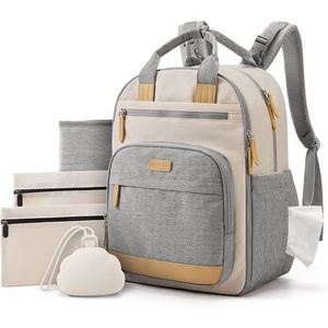 image:imagemommore Baby Diaper Bag with Waterproof Changing Pad Dark Gray  Backpack Bottle Holders Insulated amp Pacifier Case 2 Organizer PouchesGray White