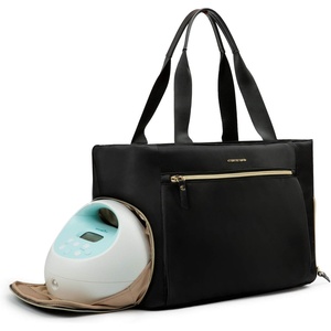 image:imagemommore Breast Pump for Spectra S1S2 amp Medela Diaper Bag Travel Tote  Pumping Tote Bag with Insulated Pockets Work Bag for Breastfeeding Mom with 15 Laptop Sleeve amp Changing PadBlack