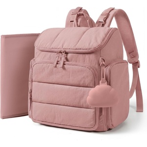 image:imagemommore Diaper Bag Backpack Baby Bag Diaper Backpack for Mom Dads Brown  Waterproof Changing Pad Stroller Straps for Toddler Insulated Pockets Pacifier Case Baby EssentialDark Pink
