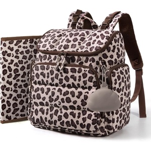 image:imagemommore Diaper Bag Backpack Baby Bag Diaper Backpack for Mom Dads Brown  Waterproof Changing Pad Stroller Straps for Toddler Insulated Pockets Pacifier Case Baby EssentialLeopard