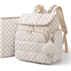image:imagemommore Diaper Bag Backpack Baby Bag Diaper Backpack for Mom Dads Brown  Waterproof Changing Pad Stroller Straps for Toddler Insulated Pockets Pacifier Case Baby EssentialCheckered Khaki