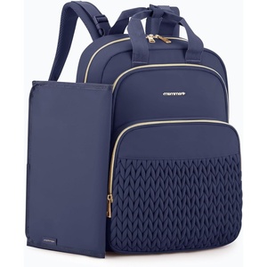 image:imagemommore Diaper Bag Backpack Large Travel Baby Bag for Daily Essentials  Stylish Diaper Backpack for Toddler Insulated Pockets Changing Pad amp Stroller Straps for Outdoor TripNavy Blue27l