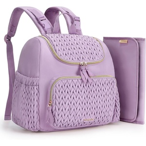 image:imagemommore Diaper Bag Backpack Large Travel Baby Bag for Daily Essentials  Stylish Diaper Backpack for Toddler Insulated Pockets Changing Pad amp Stroller Straps for Outdoor TripPurple