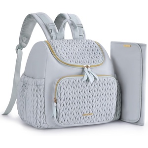 image:imagemommore Diaper Bag Backpack Large Travel Baby Bag for Daily Essentials  Stylish Diaper Backpack for Toddler Insulated Pockets Changing Pad amp Stroller Straps for Outdoor TripLight Blue