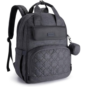 image:imagemommore Diaper Bag Backpack Large Travel Diaper Bags with Portable Changing Pad Pacifier Case and Stroller Straps Dark Grey
