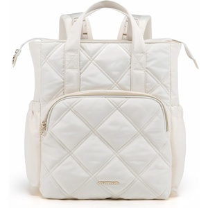 image:imagemommore Diaper Bag Backpack Small Diaper Backpack for Travel Drawstring Puffer Diaper Bag Lightweight Quilted Baby Bag with Stroller Straps Changing PadTop Handlebeige