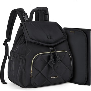 image:imagemommore Diaper Bag Backpack Small Diaper Backpack for Travel Drawstring Puffer Diaper Bag Lightweight Quilted Baby Bag with Stroller Straps Changing PadDrawstringblack