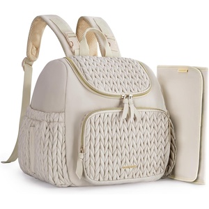 image:imagemommore Diaper Bag Backpack Stylish Mini Baby Bag with Changing Pad  Insulated Pockets amp Stroller Straps Small Diaper Backpack Compact Maternity Bag for Baby Essentials Hospital amp Daily WorkLight Cream