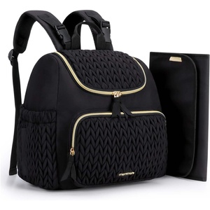 image:imagemommore Diaper Bag Backpack Stylish Mini Baby Bag with Changing Pad  Insulated Pockets amp Stroller Straps Small Diaper Backpack Compact Maternity Bag for Baby Essentials Hospital amp Daily WorkBlack