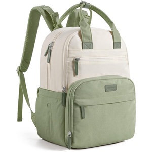 image:imagemommore Diaper Bag Backpack Travel Baby Bag with Changing Pad for Mom Dad  Insulated Pockets Luggage amp Stroller Straps Large Maternity Bag for Newborn Baby Essentials Hospital amp Work Beige2greenbeige
