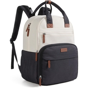 image:imagemommore Diaper Bag Backpack Travel Baby Bag with Changing Pad for Mom Dad  Insulated Pockets Luggage amp Stroller Straps Large Maternity Bag for Newborn Baby Essentials Hospital amp Work Beige2blackbeige