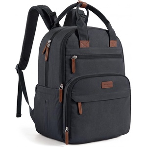 image:imagemommore Diaper Bag Backpack Travel Baby Bag with Changing Pad for Mom Dad  Insulated Pockets Luggage amp Stroller Straps Large Maternity Bag for Newborn Baby Essentials Hospital amp Work Beige2black