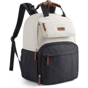 image:imagemommore Diaper Bag Backpack Travel Baby Bag with Changing Pad for Mom Dad  Insulated Pockets Luggage amp Stroller Straps Large Maternity Bag for Newborn Baby Essentials Hospital amp Work Beige1blackbeige