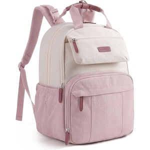 image:imagemommore Diaper Bag Backpack Travel Baby Bag with Changing Pad for Mom Dad  Insulated Pockets Luggage amp Stroller Straps Large Maternity Bag for Newborn Baby Essentials Hospital amp Work Beige1pinkbegie