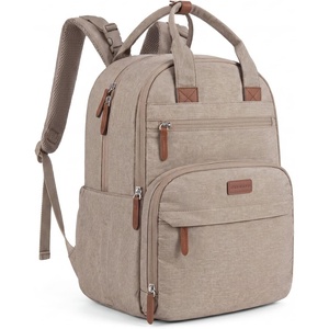 image:imagemommore Diaper Bag Backpack Travel Baby Bag with Changing Pad for Mom Dad  Insulated Pockets Luggage amp Stroller Straps Large Maternity Bag for Newborn Baby Essentials Hospital amp Work Beige2coffe Brown