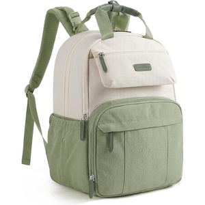 image:imagemommore Diaper Bag Backpack Travel Baby Bag with Changing Pad for Mom Dad  Insulated Pockets Luggage amp Stroller Straps Large Maternity Bag for Newborn Baby Essentials Hospital amp Work Beige1greenbeige