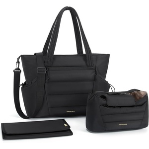 image:imagemommore Diaper Bag Tote with Stroller Organizer Puffy Travel Baby Tote  3 PCS Large Capacity Maternity Bag with Changing Pad Hospital Bag for Labor and Delivery Mom amp Dad Newborn EssentialsBlack
